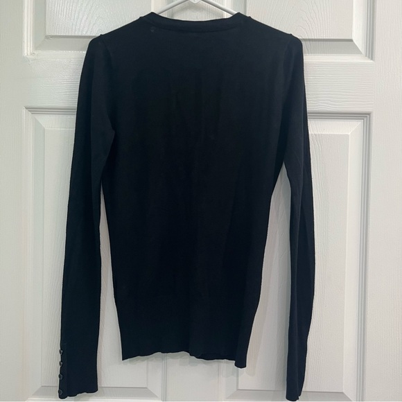 Bogari Black V-Neck Button Front & Sleeve Women's Cardigan Sweater Shirt Top - Picture 3 of 10
